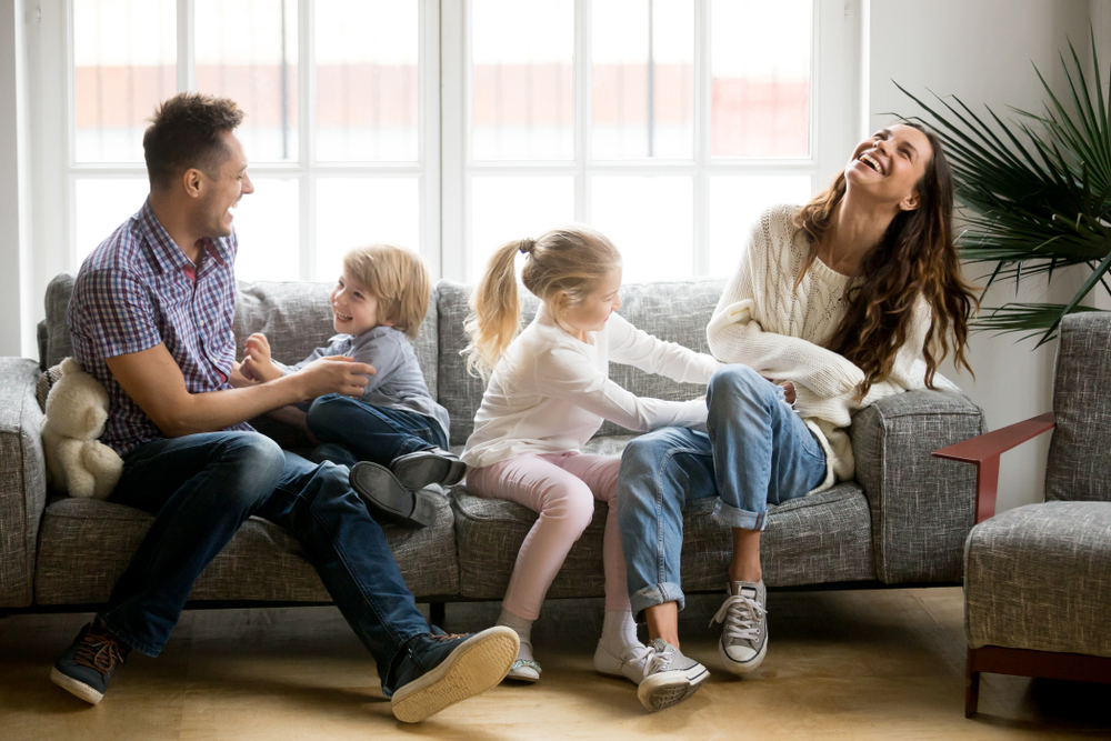 Family hanging out together in their living room